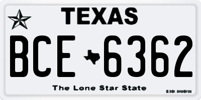 TX license plate BCE6362
