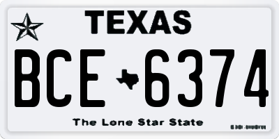 TX license plate BCE6374
