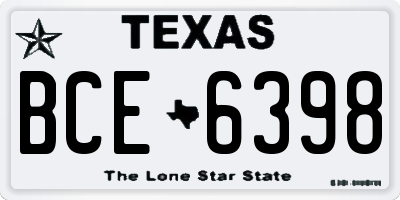 TX license plate BCE6398