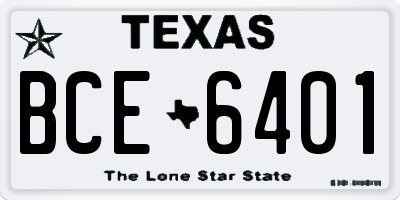 TX license plate BCE6401
