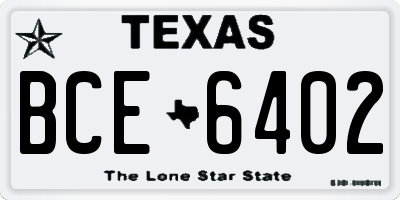 TX license plate BCE6402
