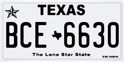 TX license plate BCE6630