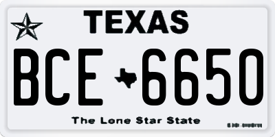 TX license plate BCE6650