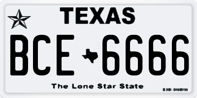 TX license plate BCE6666