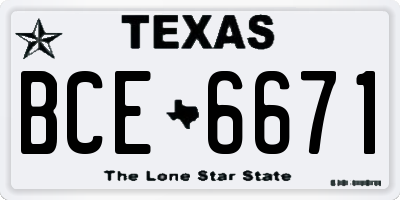 TX license plate BCE6671