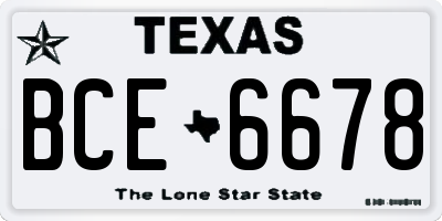 TX license plate BCE6678
