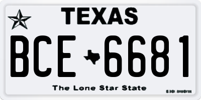 TX license plate BCE6681