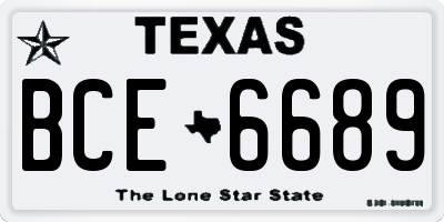 TX license plate BCE6689