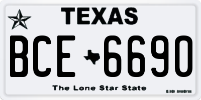TX license plate BCE6690