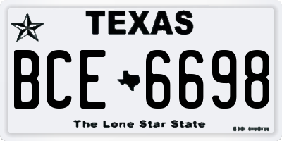 TX license plate BCE6698