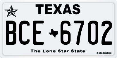 TX license plate BCE6702