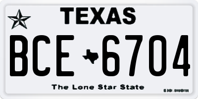 TX license plate BCE6704