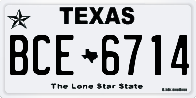 TX license plate BCE6714