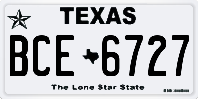 TX license plate BCE6727