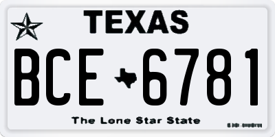 TX license plate BCE6781
