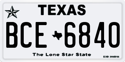 TX license plate BCE6840