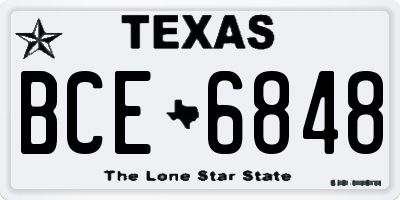 TX license plate BCE6848