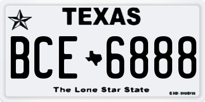 TX license plate BCE6888