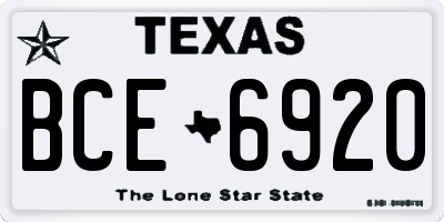 TX license plate BCE6920