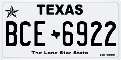TX license plate BCE6922