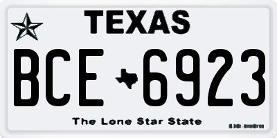 TX license plate BCE6923
