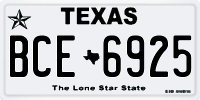 TX license plate BCE6925