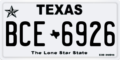 TX license plate BCE6926