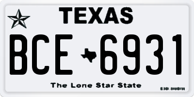 TX license plate BCE6931