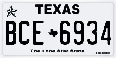 TX license plate BCE6934