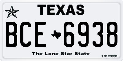 TX license plate BCE6938