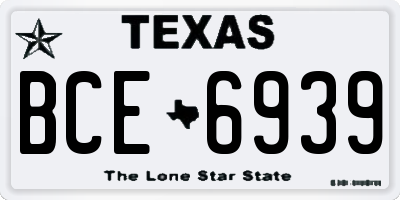 TX license plate BCE6939