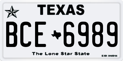 TX license plate BCE6989