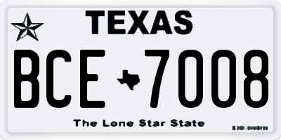 TX license plate BCE7008