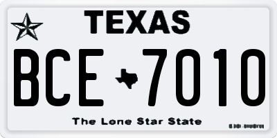 TX license plate BCE7010