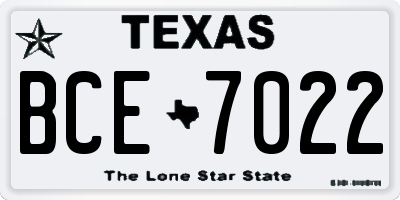 TX license plate BCE7022