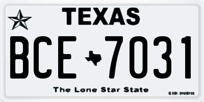 TX license plate BCE7031