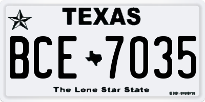 TX license plate BCE7035