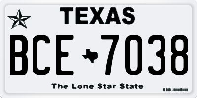 TX license plate BCE7038