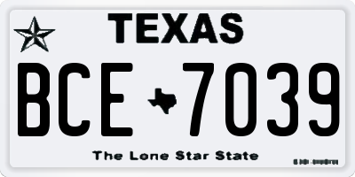 TX license plate BCE7039