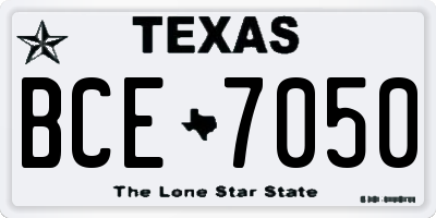 TX license plate BCE7050