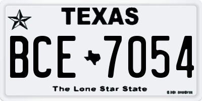 TX license plate BCE7054