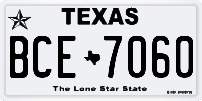 TX license plate BCE7060