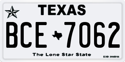 TX license plate BCE7062