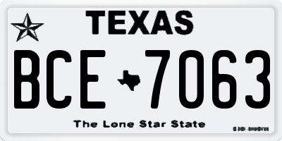 TX license plate BCE7063