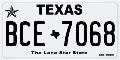TX license plate BCE7068