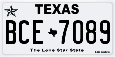 TX license plate BCE7089