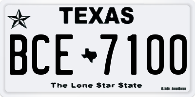 TX license plate BCE7100