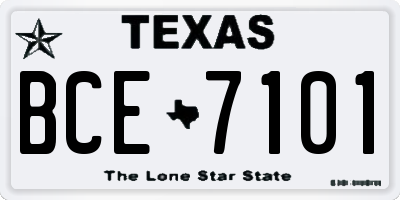 TX license plate BCE7101