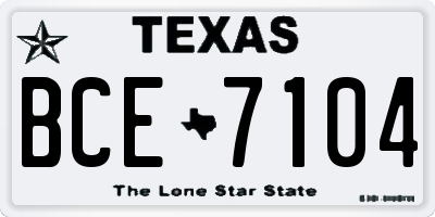TX license plate BCE7104