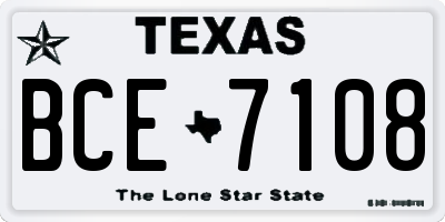 TX license plate BCE7108